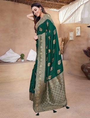peach ombre pure cotton designer banarasi saree 2