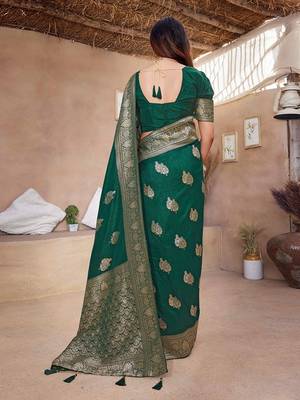 peach ombre pure cotton designer banarasi saree 3