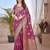 purple purple & gold toned floral zari banarasi saree