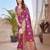 purple purple & gold toned floral zari banarasi saree