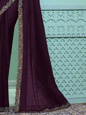 purple embroidered poly chiffon saree 5