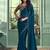 teal poly georgette saree