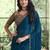 teal poly georgette saree