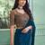 teal poly georgette saree