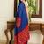 blue batik mirror work saree