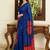 blue batik mirror work saree