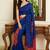 blue batik mirror work saree