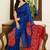 blue batik mirror work saree
