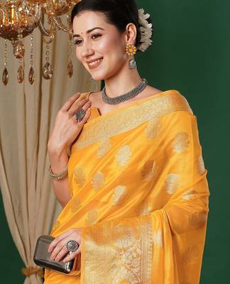 cream floral printed saree with tassels 1