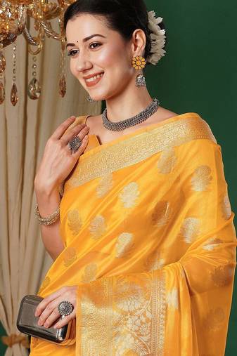 cream floral printed saree with tassels