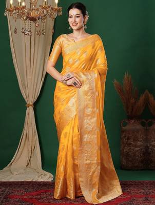 cream floral printed saree with tassels 2