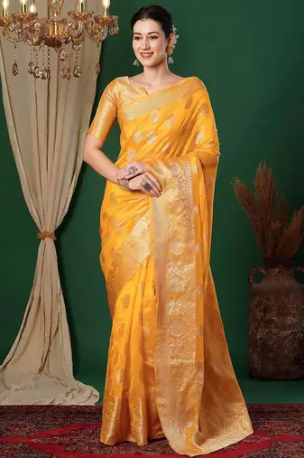 cream floral printed saree with tassels