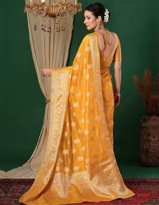 cream floral printed saree with tassels 3