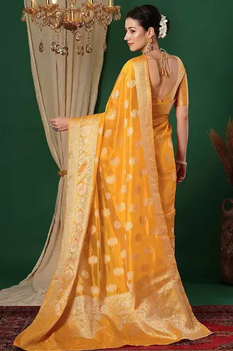 cream floral printed saree with tassels