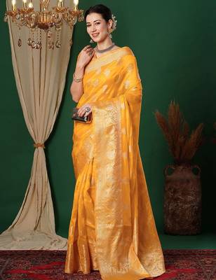 cream floral printed saree with tassels 4