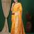 cream floral printed saree with tassels