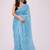 blue mirror work pure cotton handloom khadi saree