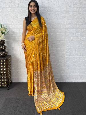 sea_green floral satin banarasi saree 1