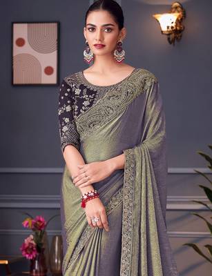 Green ethnic motifs zari designer banarasi saree 1