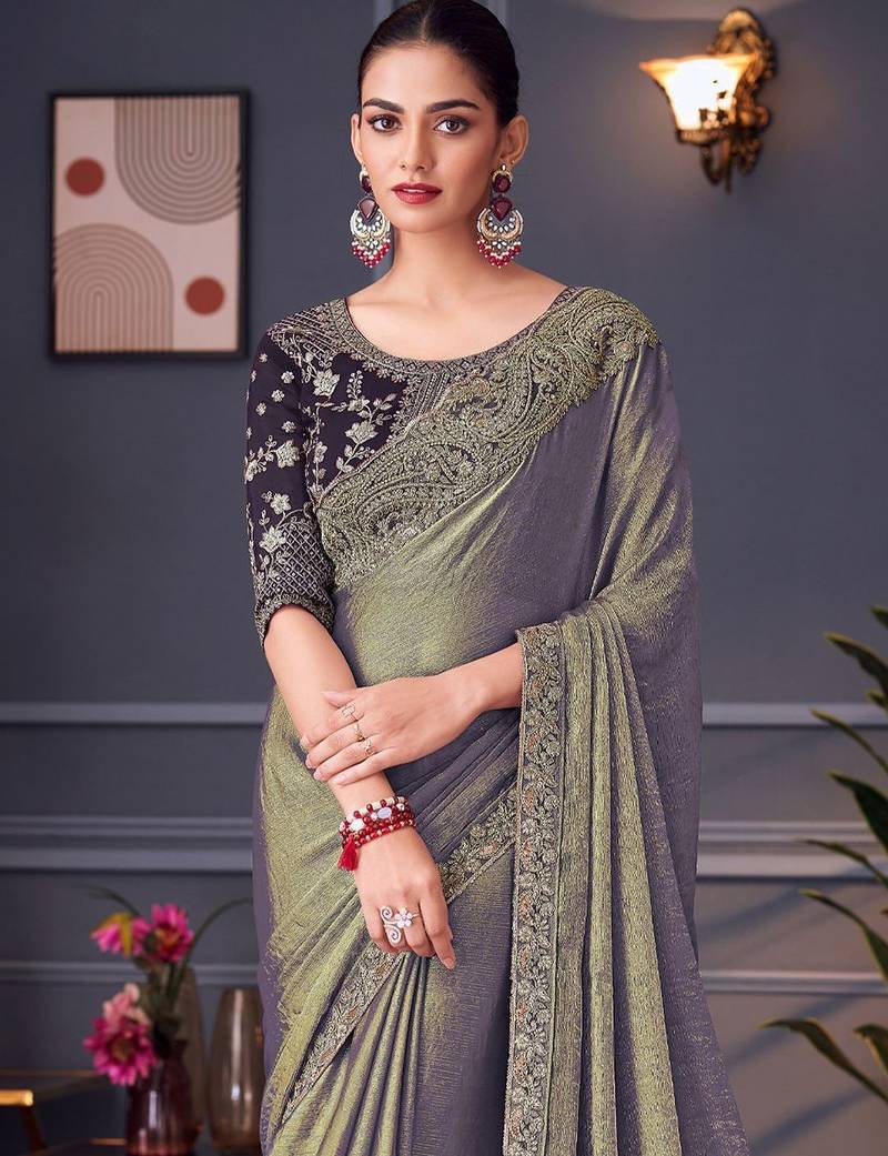 Green ethnic motifs zari designer banarasi saree