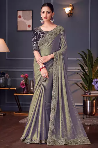 Green ethnic motifs zari designer banarasi saree