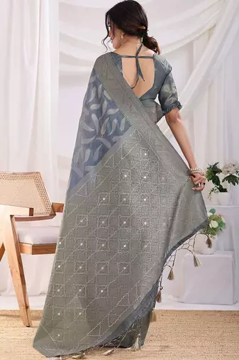 grey ombre woven design zari banarasi saree