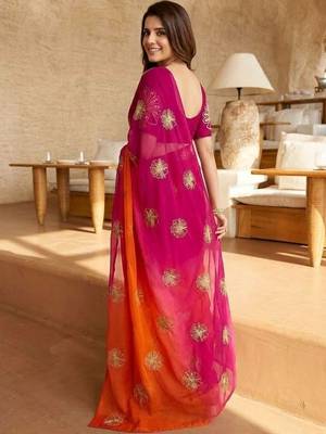 multicolor floral zari satin saree 2