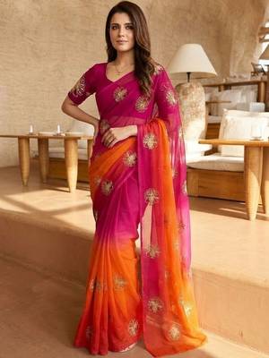 multicolor floral zari satin saree 4