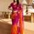 multicolor floral zari satin saree