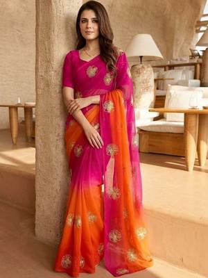 multicolor floral zari satin saree 5