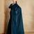 blue mirror work on border organza saree