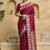 magenta ethnic motifs woven design zari banarasi silk saree with blouse