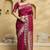 magenta ethnic motifs woven design zari banarasi silk saree with blouse