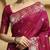 magenta ethnic motifs woven design zari banarasi silk saree with blouse