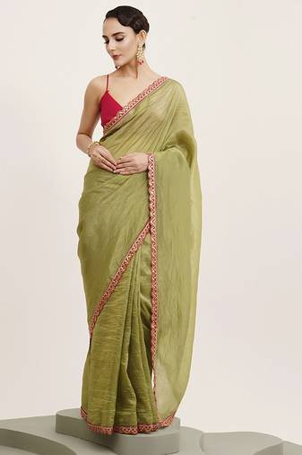 peach floral printed saree