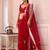 red ethnic motifs sequinned pure chiffon saree
