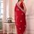red ethnic motifs sequinned pure chiffon saree