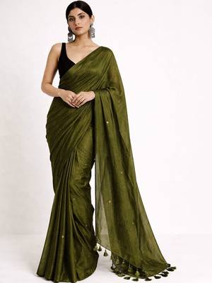 Olive floral designer saree 1