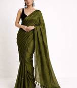 Olive floral designer saree