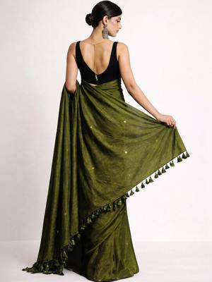 Olive floral designer saree 2
