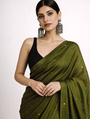 Olive floral designer saree 3
