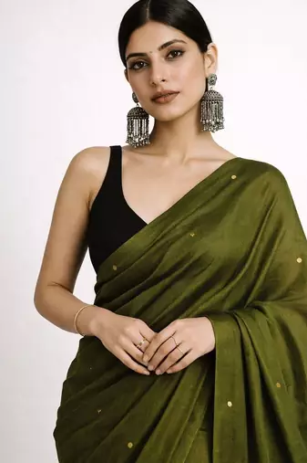 Olive floral designer saree