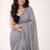 grey mirror work pure cotton handloom khadi saree