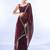 burgundy burgundy embellished beads and stones pure chiffon saree
