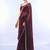 burgundy burgundy embellished beads and stones pure chiffon saree