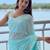 blue blue floral embellished sequinned poly georgette saree