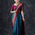 blue woven design zari silk blend banarasi saree