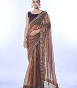copper embellished sequinned net saree