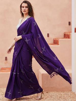 purple floral designer saree 2