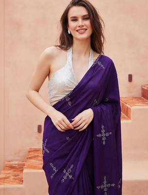 purple floral designer saree 3